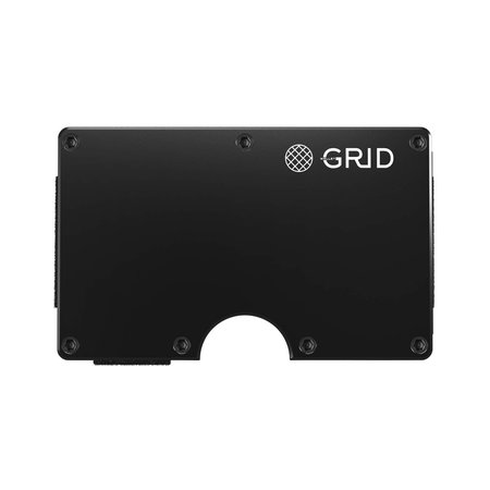 GRID WALLET Aluminum Wallet with Money Clip, Black ALUBLK-CLIP